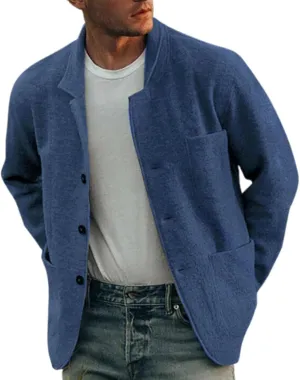 ZYXTIM Men's Casual Blazer Wool Cardigan Jacket Shawl Collar Button Down Lightweight Fall Coat Office Travel Classic Jacket